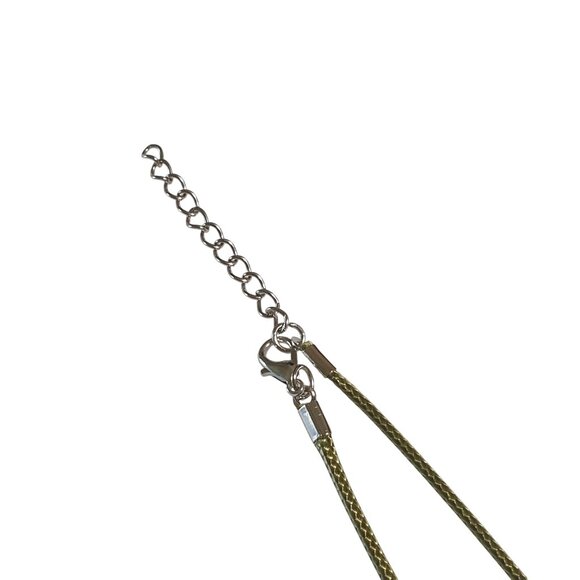 Polychrome Jasper Natural Polished Stone Pendant Necklace Leather Cord Green - Picture 3 of 5